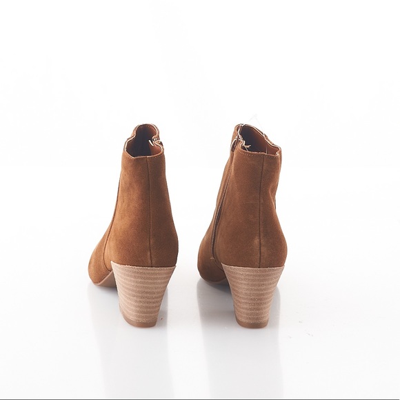 Kensie Lyden Suede Leather Block Heel Bootie Brown Cow Suede Upper Side Zipper - Picture 5 of 7